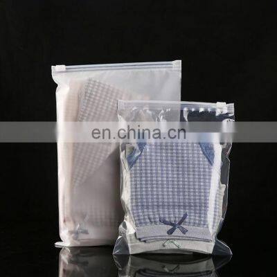 Custom clothing zipper bag transparent frosted pe plastic packaging bag