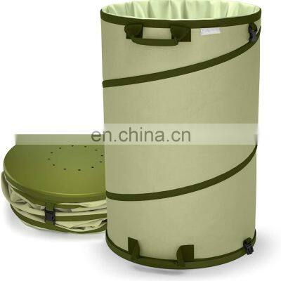 30 Gallon Canvas Garden Waste Bag Bucket Pop-up Reusable Yard Leaf Bag Holder- Trash Bag Heavy Duty Hardened Bottom