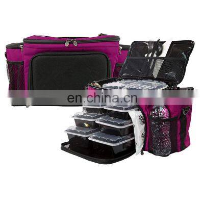 Meal Prep Lunch Box Large Insulated 6 Meal Prep Bag/Cooler With 12 Containers, 3 Ice Packs & Shoulder Strap