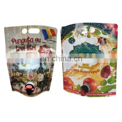 custom BIB liquid juice stand up aluminum foil wine pouches with tap spout