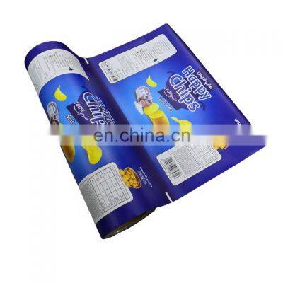 custom printed food grade plastic film roll for potato chips packaging