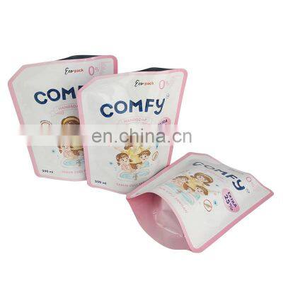 Stand up shaped pouch foaming hand soap packaging heat sealing 250ml liquid soap aluminum foil packaging pouch bag