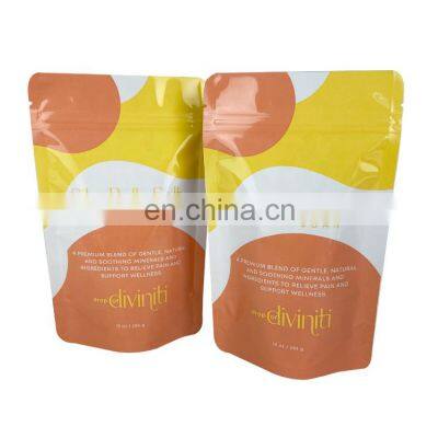 10oz 250g custom printed body scrub doypack stand up zipper pouch mylar salt packing bag
