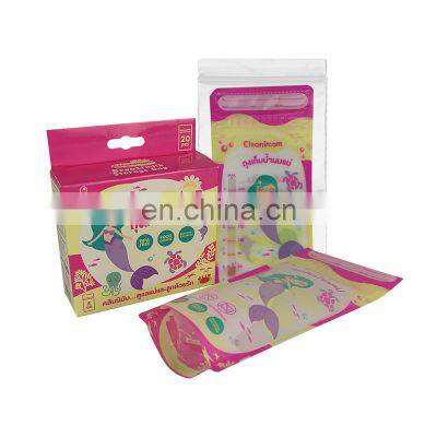 240ml BPA Free Pre-sterilized Baby Breastfeeding Breastmilk Storage Bags Stand Up Pouch Bag With Thermal Sensor