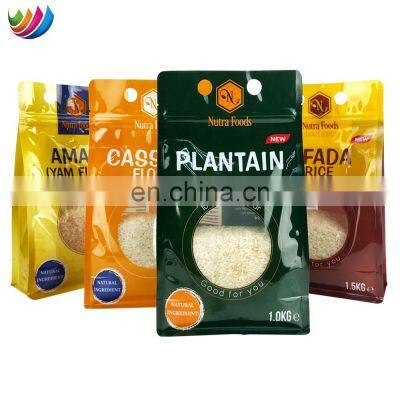 Custom Printed Flat Bottom Stand up Pouch Maize/cassava/wheat Flour Food Packaging Bag Transparent PE Recyclable Zipper Top