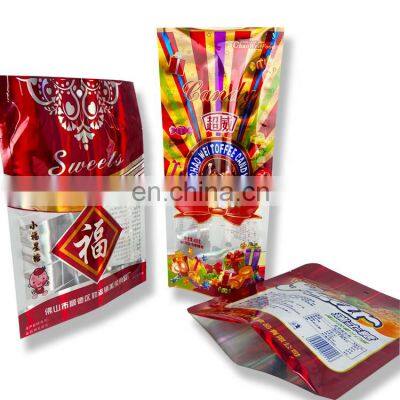 custom printed food grade transparent rainbow window stand up holographic zip packaging bag