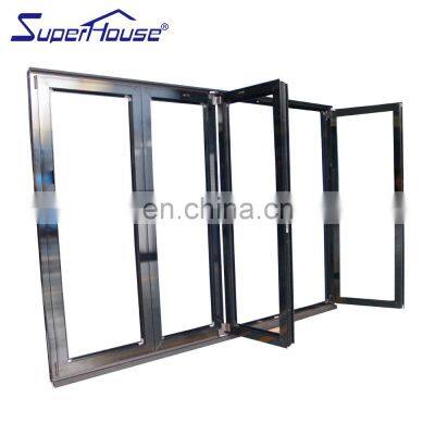 Superhouse used commercial glass entry AS2047 NFRC Standard aluminum soundproof security folding doors