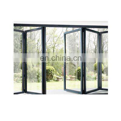 Bi-fold Door with Locks High Qualityframeless Aluminum Interior Noiseless Aluminum Glass Wooden Case Foldable Stainless Steel
