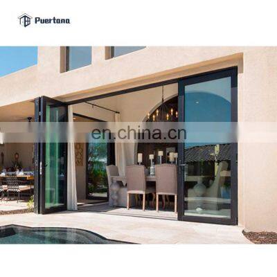 Grey Aluminum Large Folding Glass Front Doors for Inside Home
