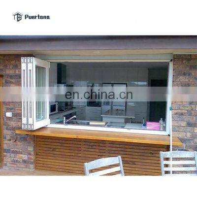 Aluminum Kitchen Glass Folding Window For Home Double Glazed Bifold Windows And Doors Aluminum Alloy