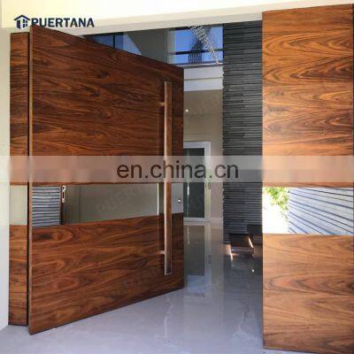 Residential Custom Mahogany Modern Double Leaf Entry Pivot Door Oversize Doors