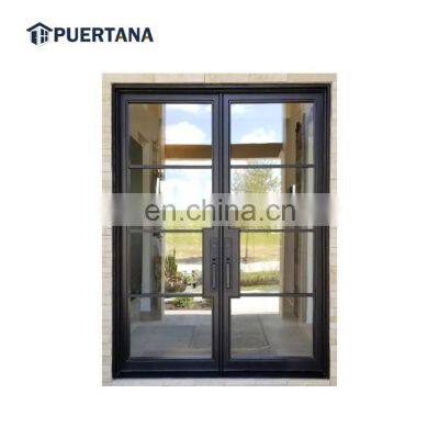 Outdoor Villa Steel Glass Doors Windows Wrought Iron Front Glass Door Entrance Door Design