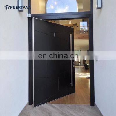 Black Main Pivot Metallic Entry Door Modern Security Door Stainless Steel Entrance Metal Pivot Front Door For Villa