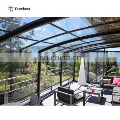 Prefabricated Swimming Pool Enclosure Tempered Glass Sunrooms Aluminum Frame Polycarbonate Retractable Sunroom Roof