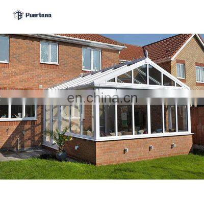 Tunning Grey Aluminium Orangery Glass House 4 Season Sunroom with Ultra Frame Skylight Roofing And Bifolding Doors