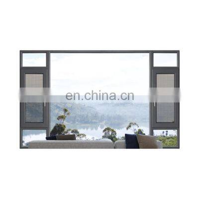 Commercial Heavy Duty Aluminium Window Grill Design Tempered Glass Aluminium Casement Window