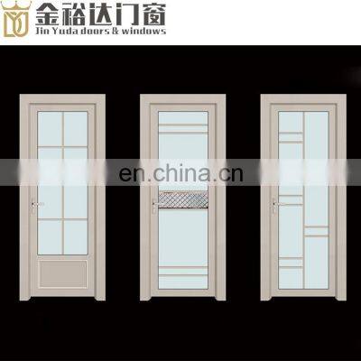 aluminium double tempered glass Interior hinged entrance flush doors for toilet