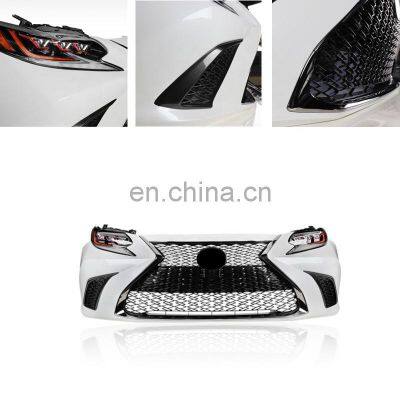 MAICTOP car body kit 2012 upgrade to 2018 front bumper grille with 3 lens headlight for ES200 ES300