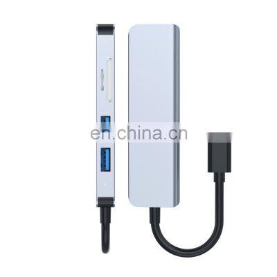 Multifunction 5 in 1 docking station usb A hubs USB3.0 to USB3.0+ USB2.0*2+TF +SDT type c adapter hub laptop docking station