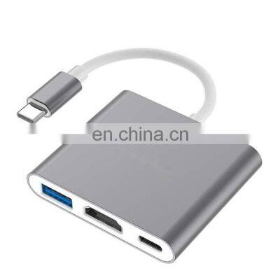 Wholesale thunderbolt 3 docking station MultiPort Cable 4K 3 in 1 Type C To HDTV+Usb3.0 Cable Adapter type c usb hub laptop