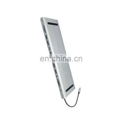 High Quality Multifunction 12 Ports Docking Station USB C Hub Type C 4K HDTV RJ45 PD Port VGA USB Hubs Adapter