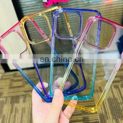 New Gradient Color Cover Case Shockproof TPU PC Colorful Cell Phone Case for iPhone 14