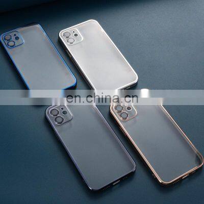 Wholesale Soft TPU Electroplate Clear with camera protecting mobile phone case for iPhone 12 ProMax