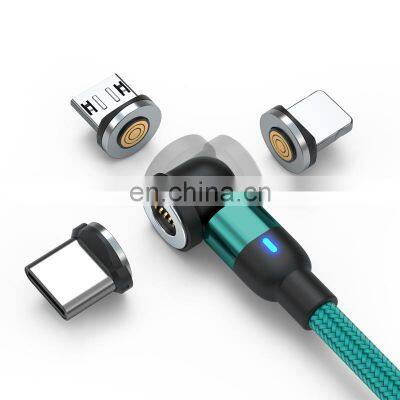Wholesale USB 3 in 1 540 Degree Fast Charging Micro Type C Data transfer cable 3 in 1 Magnetic Charging Cable