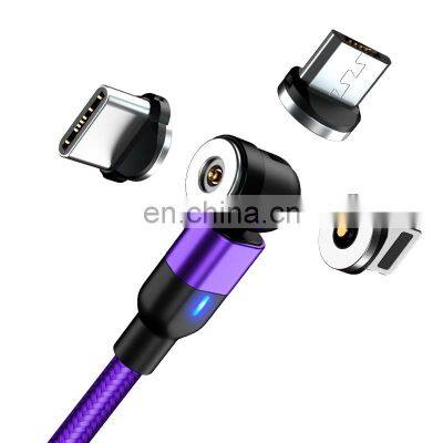 Wholesale 540 Rotation 3 in 1 magnetic usb cable data cables fast charging cable For Iphon/Micro USB Type C