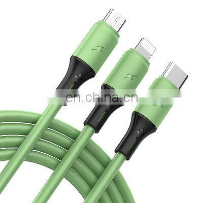 Wholesale 1.2M TYPE-C cable Multipl Charger lighting Charging cable 3 in 1 usb cable for iphone