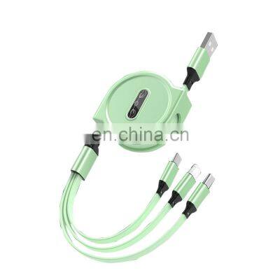 Universal Retractable 3 in1 Multi Usb Charging Cable Flexible data Cable for iphone/Type C/Android