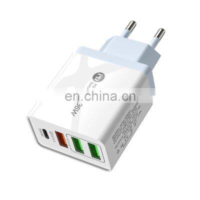 High Quality 36w 4 port usb c plug PD 5V 2A Us Eu wall charger adapter Usb Wall Charger for Phone