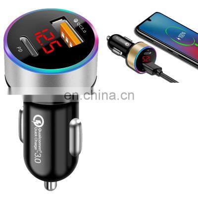 Hot Sale 18W 3A USB Type-C Car Charger PD QC 3.0 Car Charger Phone Charge Adapter