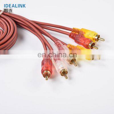 OEM Gold Plated Male To Male 3.5mm To 3 RCA Audio Coiled Cable For VCD Player