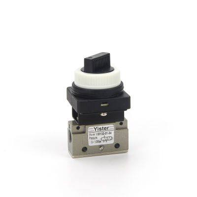 2 position 3 way hand manual valve rotary selector knob pneumatic air mechanical valve
