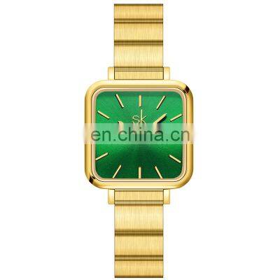 SHENGKEG Luxury Women Square Watch K0178L Stainless Steel Strap New Fashion Casual Watch montre luxe femme plaque or