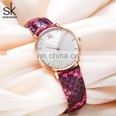 SHENGKE Stylish Lady Watch Snakeskin Texture Leather Band Sexy and Wild Ladies Watch K0144L