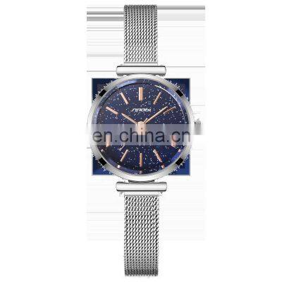 SINOBI Elegant Starry Sky Watch For Ladies Quartz Watches Steel Mesh Band Small Alloy Wristwatch S9803L