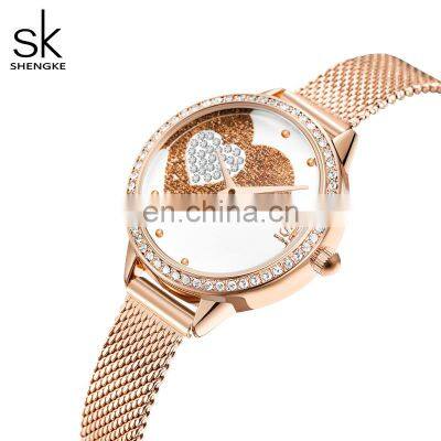 SHENGKEG K0168L Ladys Watch Custom Watch Logo on Dial Girl Wach Lady Watch Heart Dial