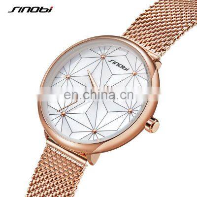 SINOBI Exquisite Female Wrist Watch Rose Gold Sliver Lady Watch Custom Your Logo Elegant Women Watches