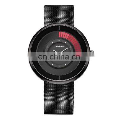 SINOBI Creative Man Watch Unique Design Model Stainless Steel Mesh Band Rotating Dial Quartz Watches Custom Logo Watches S9703G
