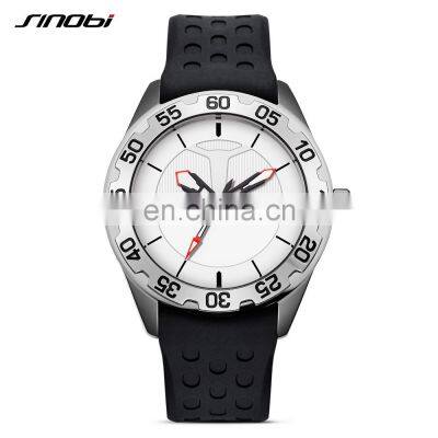 SINOBI Creative Men's Sport Watch 316L Steel Case Silicone Band Luminous Pointer Rotation Bezel Japanese Quartz Movement 1250G