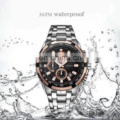SINOBI Luminous Watch Stainless Steel Band Quartz Watches For Mens Watch Reloj S9720G