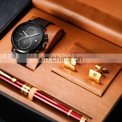 Sinobi Men's Luxury Watch Set Business Man Gift For Leader Boy Friend Father Watch Set With Pen