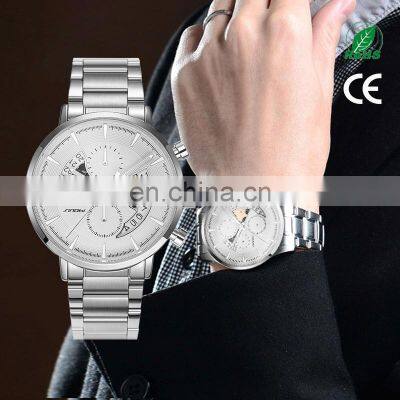 SINOBI S9829G Man Watch Waterproof Stainless Steel Montre Males Quartz Watches High Quality Pilot Men's Chronograph Watch