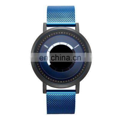 SINOBI Creative Man Watch Unique Design Watches Stainless Steel Mesh Band Rotating Dial Quartz Watches Man
