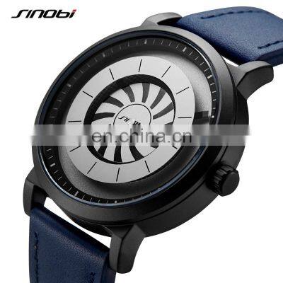 SINOBI China New Arrival Genuine Leather Belt Watch Rotating Dial Watches Professional Manufacturer OEM Watch
