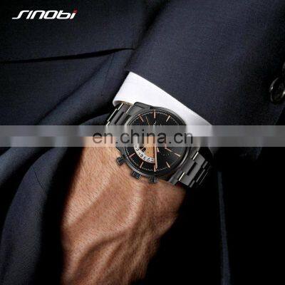 SINOBI Gentleman Business Wristwatches Exquisite Calender Window Display Quartz Men Classic Watch Jam Tangan Pria S9829G-D