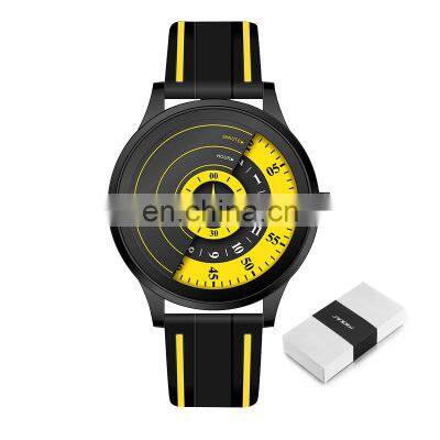 Sinobi Creative Sport Watch For Man Silicone Band Wristwatch Leather Band Reloj Double Dial Yellow Watch S9845G