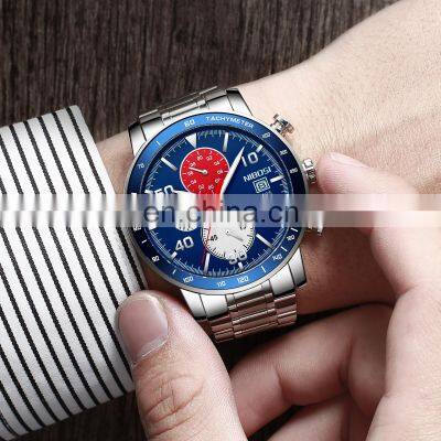 Men Quartz Watch Fashion Business Quartz Watch Stainless Steel Top Brand Luxury 2020 Glass NIBOSI Pointer Two Years 10mm 20mm